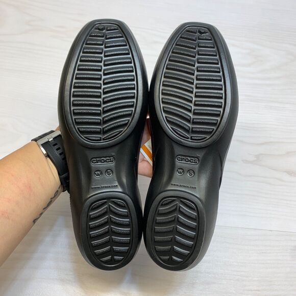 Crocs Sloane Black Ballet Flat Slip On Shoes Womens Size 5 Square Toe - Picture 7 of 9